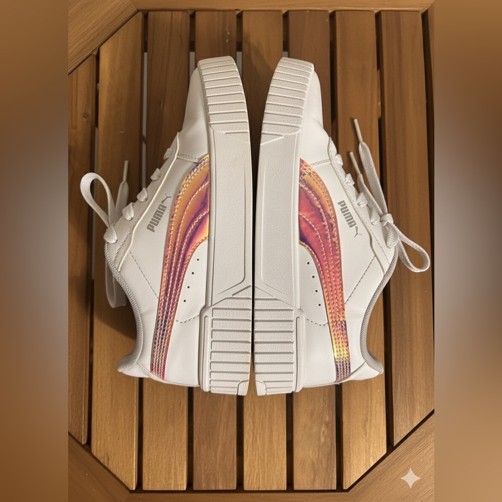 Puma Women's White Sneakers with Pink and Orange Accents - Picture 4 of 6